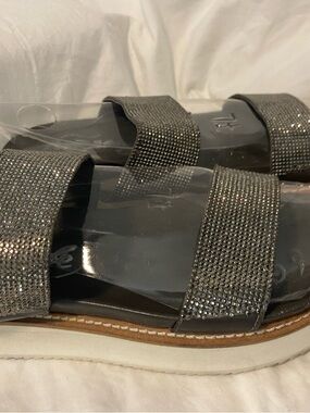 Free People Silver Glitter Strappy Sandals size 38 7.5